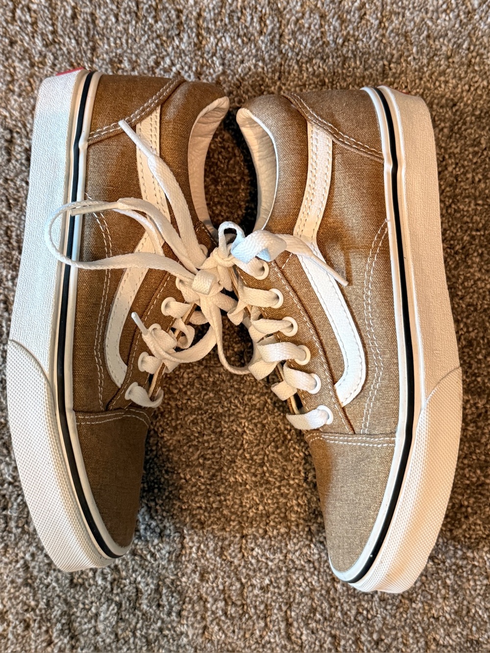 Classic Canvas Skate Sneakers in Tan with White Stripe
